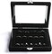 Rings & Earrings Organizer Tray with Clear Lid – 7-Slot Velvet Jewelry Display Drawer for Rings, Earrings, Brooches – Jewelry Storage Box Gift for Women & Girls (Black)